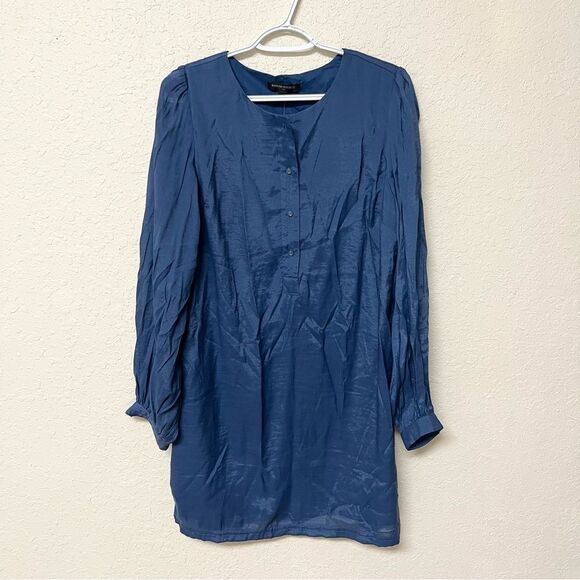 NWT Banana Republic Blue Shift Mini Dress Career Work Button Size M - Picture 1 of 10